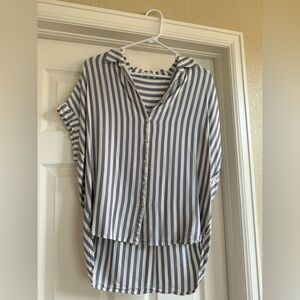 Madewell Blue and White Striped Blouse